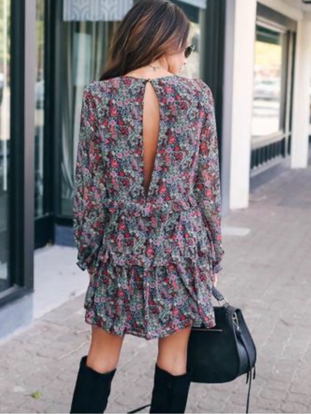 MAKE HER DAY FLORAL CHIFFON RUFFLE DRESS